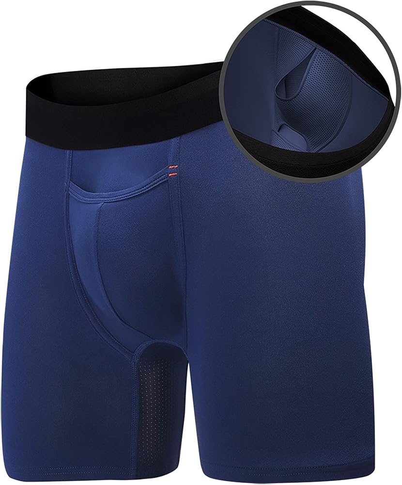 Re:Luxe Paradise Pocket Ball Pouch Boxer Briefs w/fly, Performance Fabric, No Ride Up Legs, Anti-Chafing