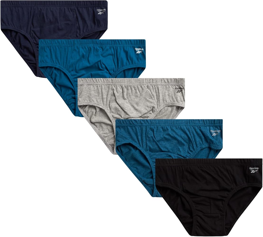 Reebok Men's Briefs - 5 Pack Soft Stretch Low Rise Mens Briefs with Contour Pouch - Classic Underwear Briefs for Men (S-XL)