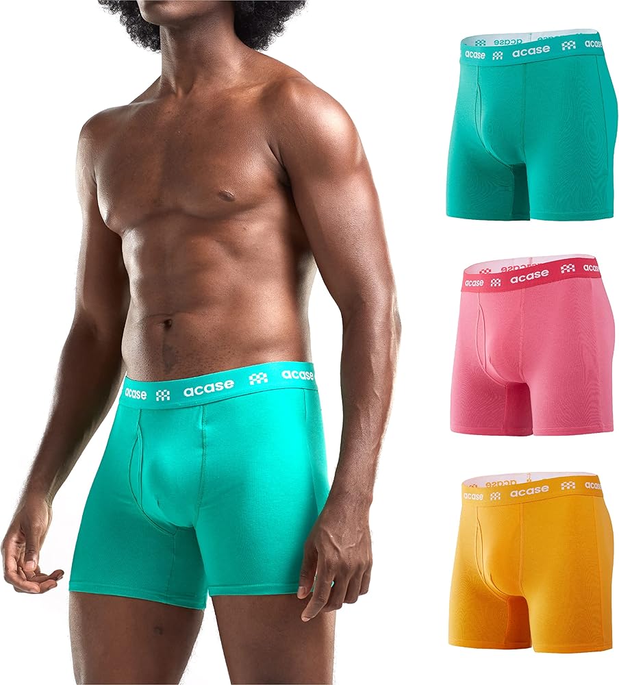 Mens Underwear Boxers Briefs Cotton Stretchy Underwear Pack Compression Boxer with Pouch Breathable Brief for Men