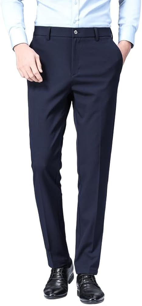 Men’s Slim Fit Dress Pants Flat Front Tapered Dress Pants Stretch Suit Pants for Men