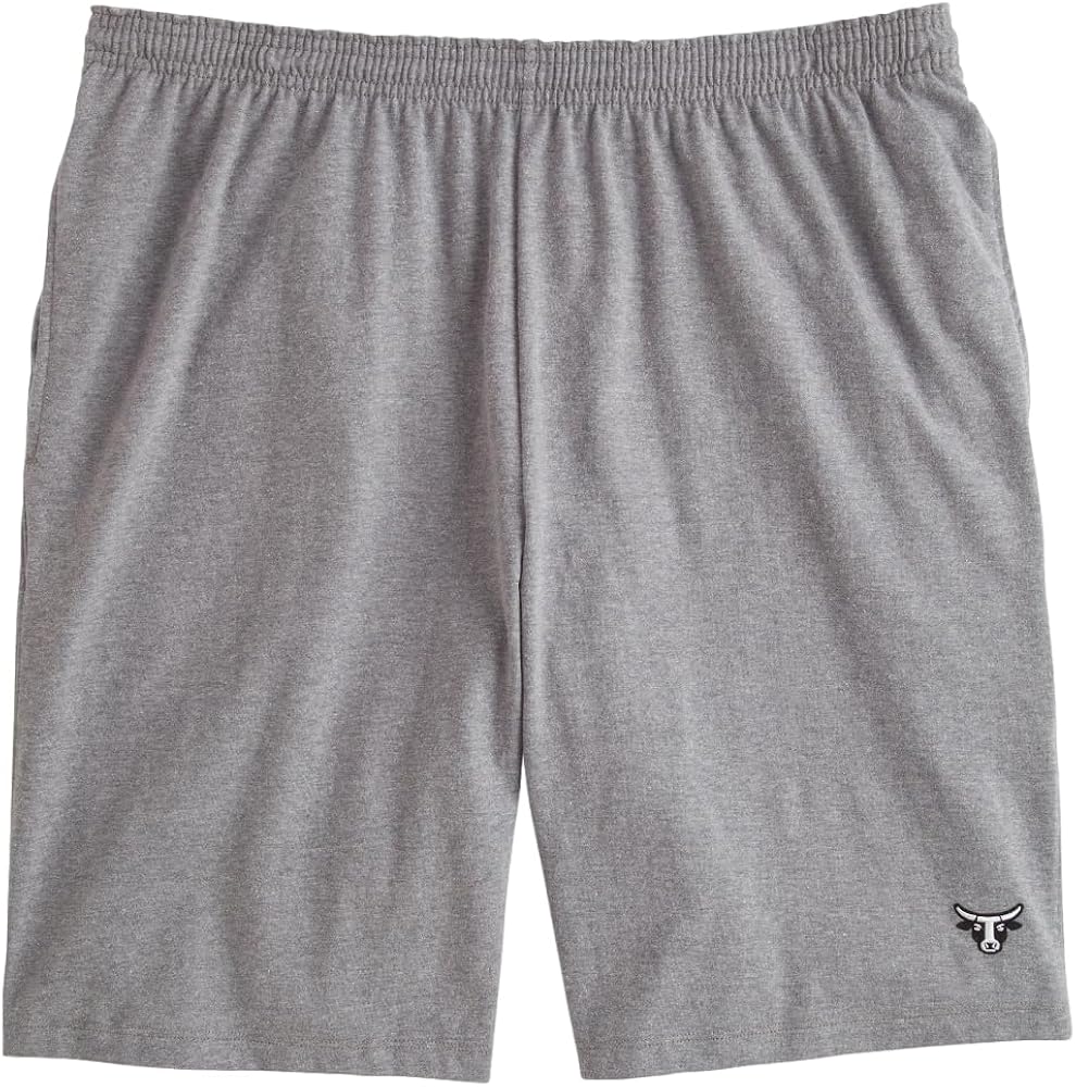 Hanes Mens Beefy-T Bull Logo 9 Shorts, S, Oxford Grey