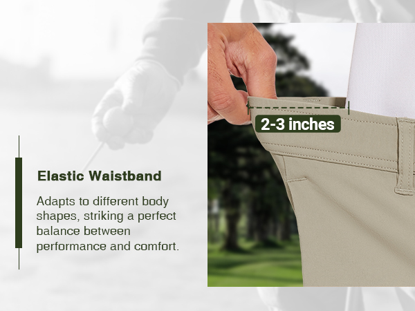 PULI Golf Pants Men Stretch Slim Fit Dress Casual Work Hiking Tapered Waterproof Pants with Pockets