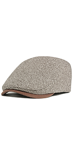 Cmprvgd Men''s Flat Ivy Newsboy Hat Wool Blend Tweed Herringbone Adjustable Gatsby Cabbie Cap