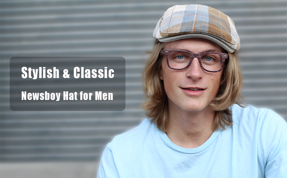 Men&#39;s Newsboy Hat Flat Ivy Gatsby Cap Adjustable Colorful Plaid Driving Cap