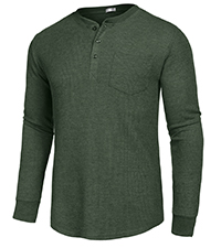 mens waffle henley shirts long sleeve