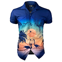 Mens Casual Regular Fit Tropical Shirts