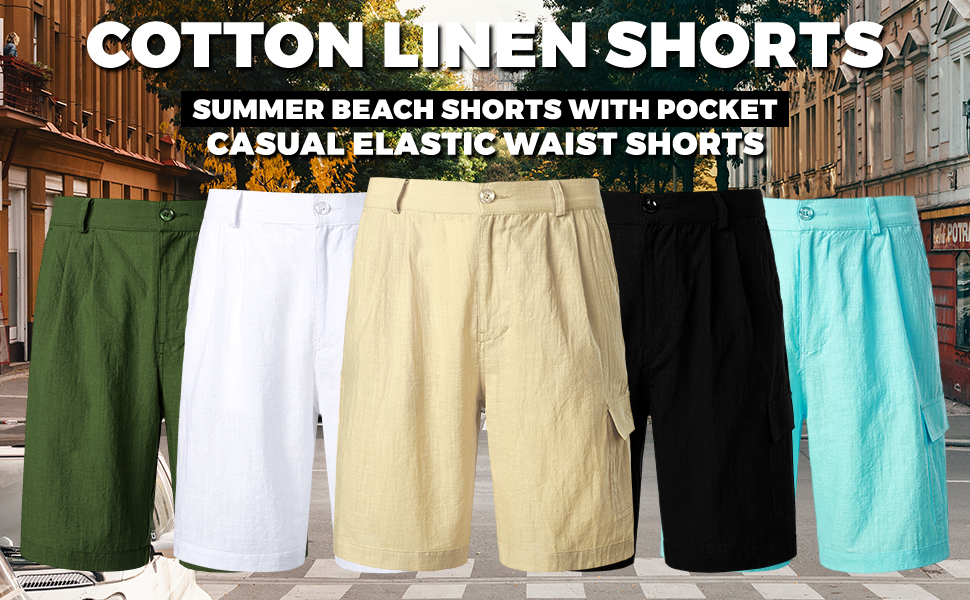 Mens Cotton linen Summer Shorts