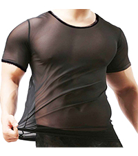 mesh see through men shirts