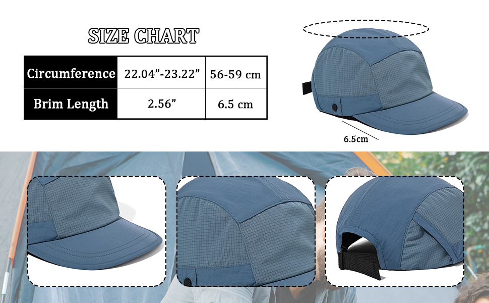 Waterproof 5 Panel Hat Quick Dry OUtdoor Sports Hats Short Brim Baseball Cap