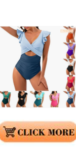 B0CX8WMK3S One Piece Swimsuit Women Cutout Ruffle Sleeve Bathing Suits 2024 Slimming