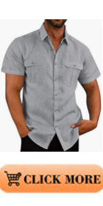 B0CVZQK8KR Men''s Casual Button-Down Shirts Short Sleeve Cotton Linen Shirts Beach Summer Shirt