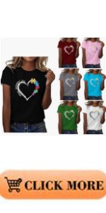 B0CXF2XZCL Autism Awareness Love Heart T-Shirt Short Sleeve Shirts for Women Summer 2024