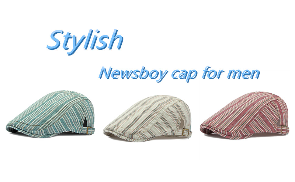 Mens Lightweight Adjustable Newsboy Flat Cap Hat