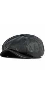 8 Panel Leather Beret Hat 