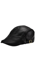 Leather Newsboy Hat Adjustable