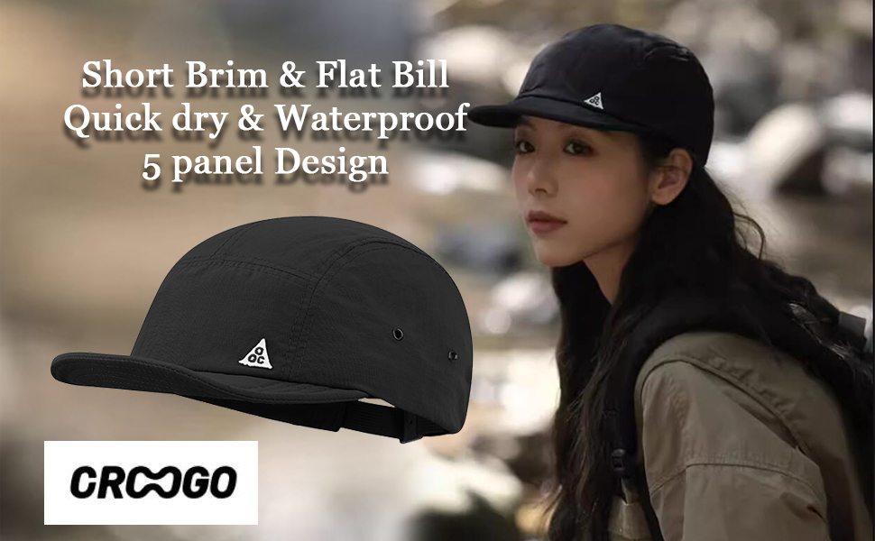 Soft Short Brim Baseball Cap Fashion 5 Panel Flat Brim Hats