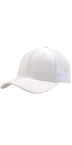 White Curved Mesh Trucker Hat