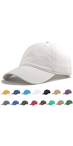 White Vintage Washed Cotton Plain Baseball Cap