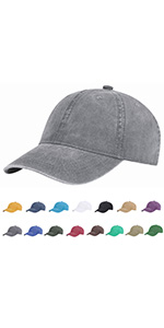 Grey Washed Cotton Baseball Cap