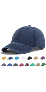 Navy Vintage Washed Cotton Plain Baseball Cap