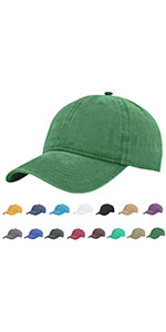 Kelly Vintage Washed Cotton Plain Baseball Cap