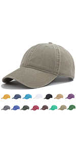 Khaki Gray Vintage Washed Cotton Plain Baseball Cap