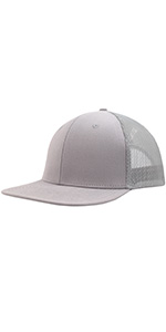 Grey Flat Bill Mesh Trucker Hat