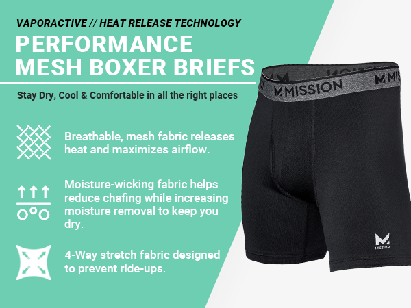 Mens Athletic Underwear Boxer Briefs For Men Pack 3 Mission Cooling