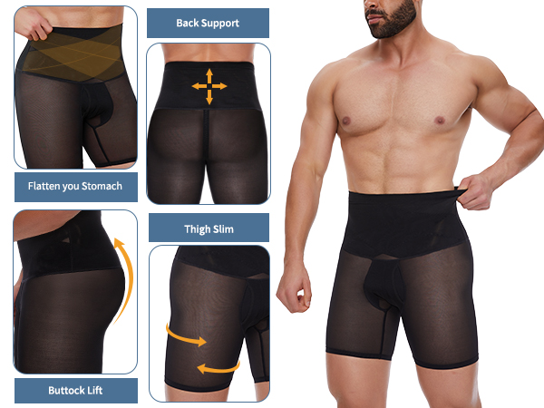 Men high waist shorts slimming underwear compression brief boxers tummy control shapewear waist trim