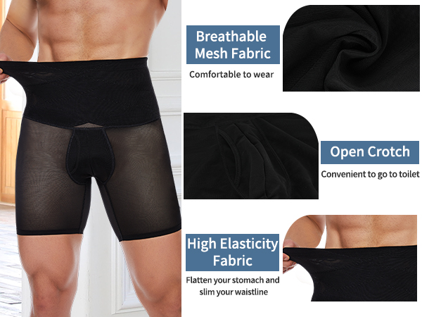 Men high waist shorts slimming underwear compression brief boxers tummy control shapewear waist trim