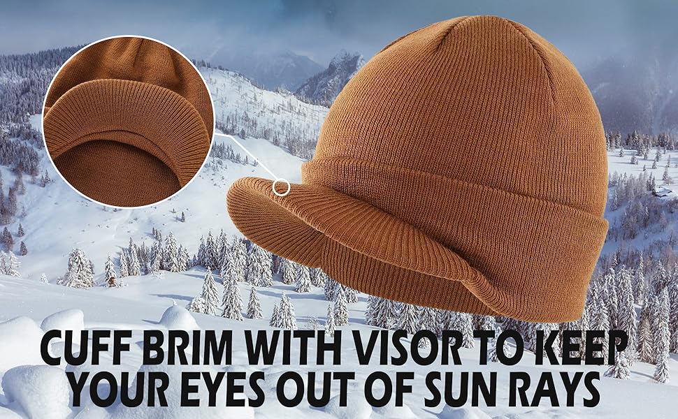 visor beanie hat with brim