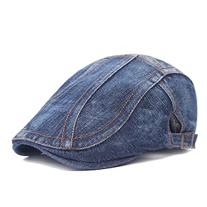 Unisex Denim Flat Ivy Gatsby Newsboy Cabbie Driving Hat Cap Jean Blue