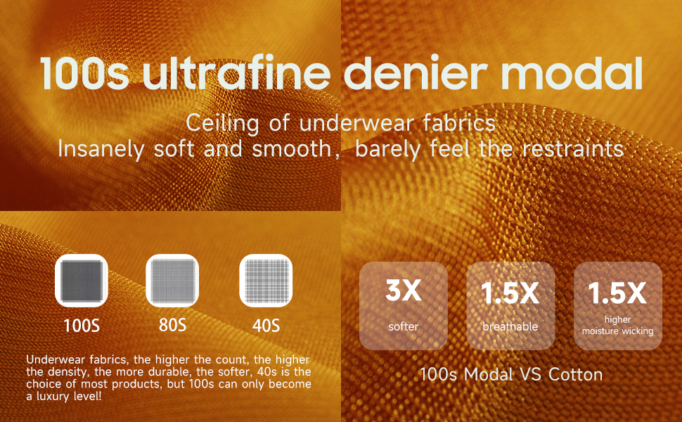 100s ultrafine denier modal, premium, luxury, ceiling of underwear fabrics Insanely soft and smooth