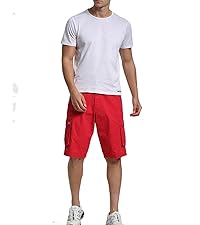 mens red cargo shorts