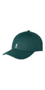 The Kangol Washed Baseball Cap dark-green fitted cap.