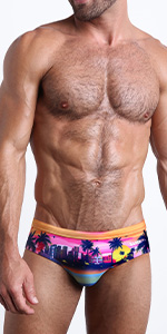 UNDER A NEON SKY Swim Brief by BANG! Clothes based in Miami, FL.