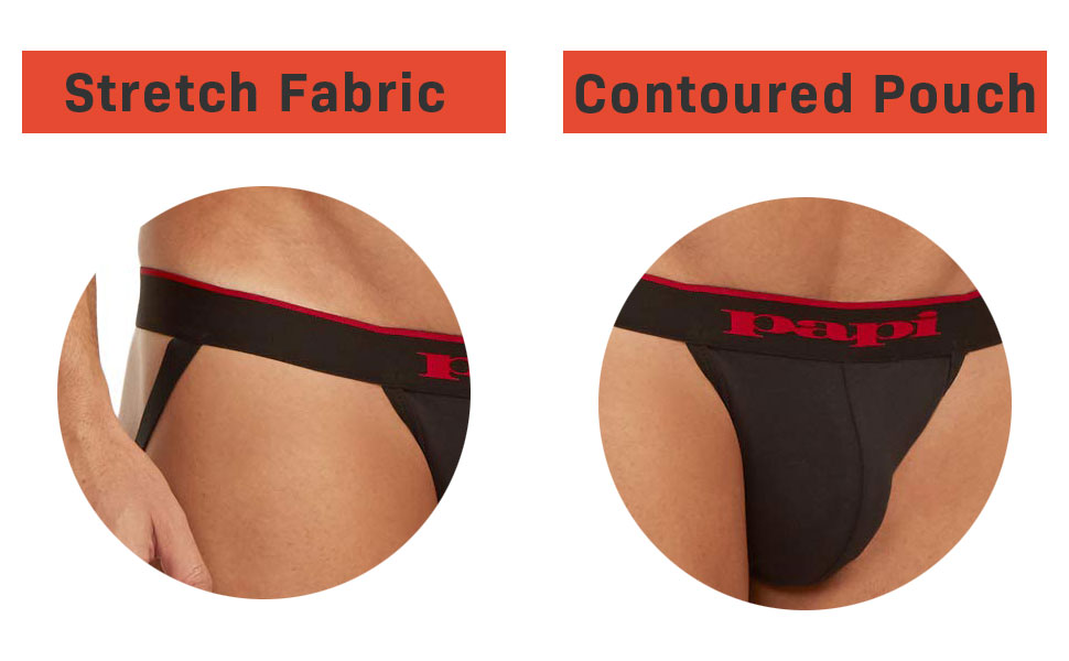 papi Men''s Cotton Stretch Jock Strap 3-Pack of Underwear detail