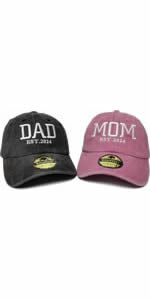 Dad Mom EST 2024 Hats