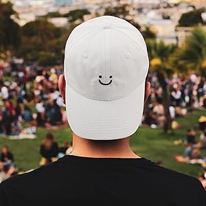 Smiley Face Baseball Cap for Women Men Adjustable Low Profile Unstructured Cotton Dad Hat