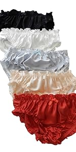 Women Silk Panties Flouncing Silk Bikini Briefs 