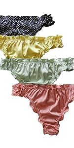 Yavorrs 4Pcs Men Silk Thongs Silk Panties 