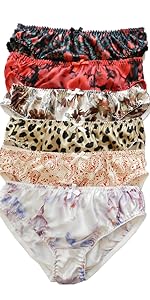 Yavorrs 6PCS Women 100% Silk Panties Bikini Flower Briefs