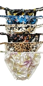 Yavorrs 6Pieces Women&#39;s Silk String Panties Bikini Flower