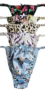 Women''s Silk Thongs Flower Silk Panties