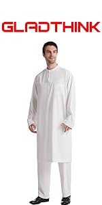 Muslim Arabian Long Sleeve Round Neck Robe with Pant 