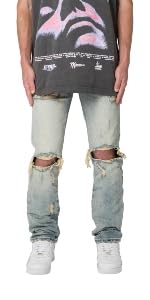 mens denim jeans distressed mens jeans with ripped kness 