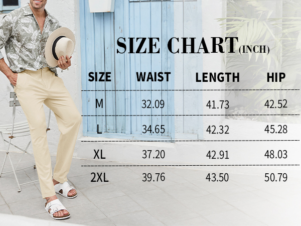 Mens Linen Cotton Pants Casual Regular Fit Elastic Waist Jogger Yoga Long Pants