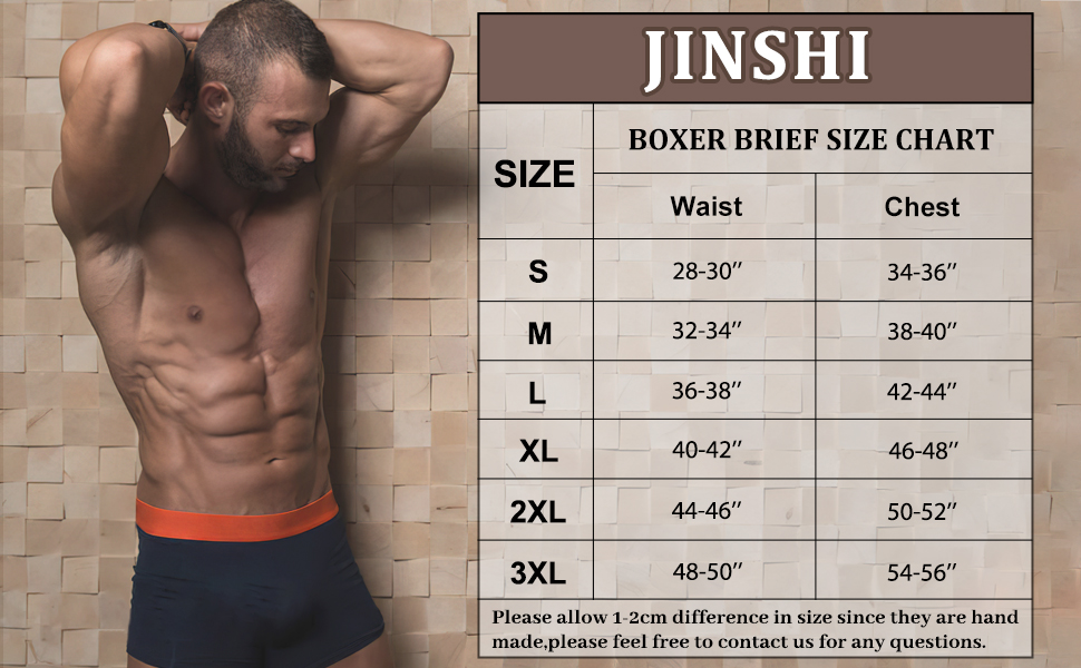 JINSHI Men''s Boxer Briefs Size Chart