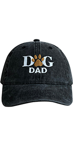 Dog Dad Hats for Men Vintage Embroidered Washed Black