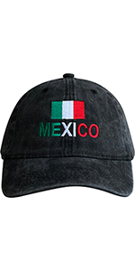 Mexico Flag Hats for Men and Women Baseball Cap Washed Black